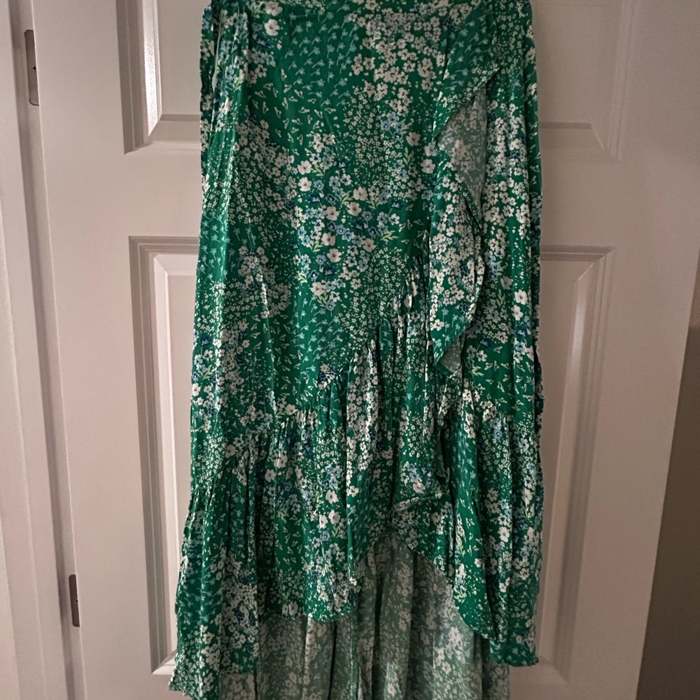 No Boundaries Green Floral Midi Skirt